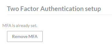 MFA is already set Message MFA is already set Message